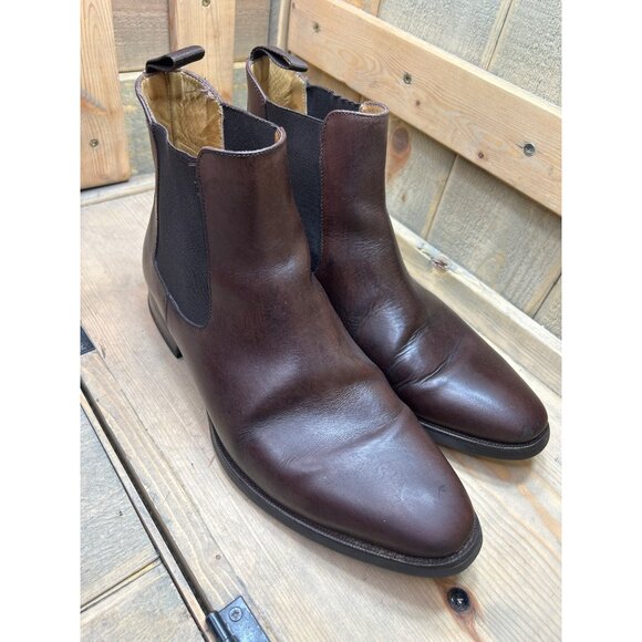 US11 Jack Erwin Mens Brown Leather Pointed Toe Pull On Chelsea Boots main image 12